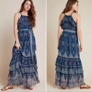NWT Anthropologie Sasha Ruffled Paisley Maxi Dress